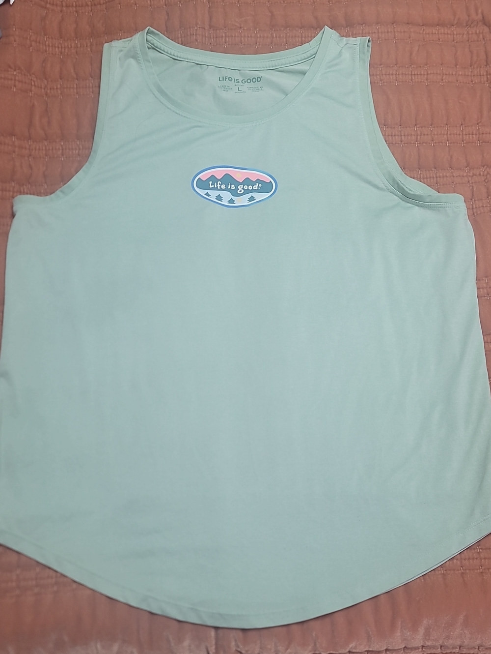 Life Is Good Mint Green Women's Sleeveless Tank Top with Chest Logo